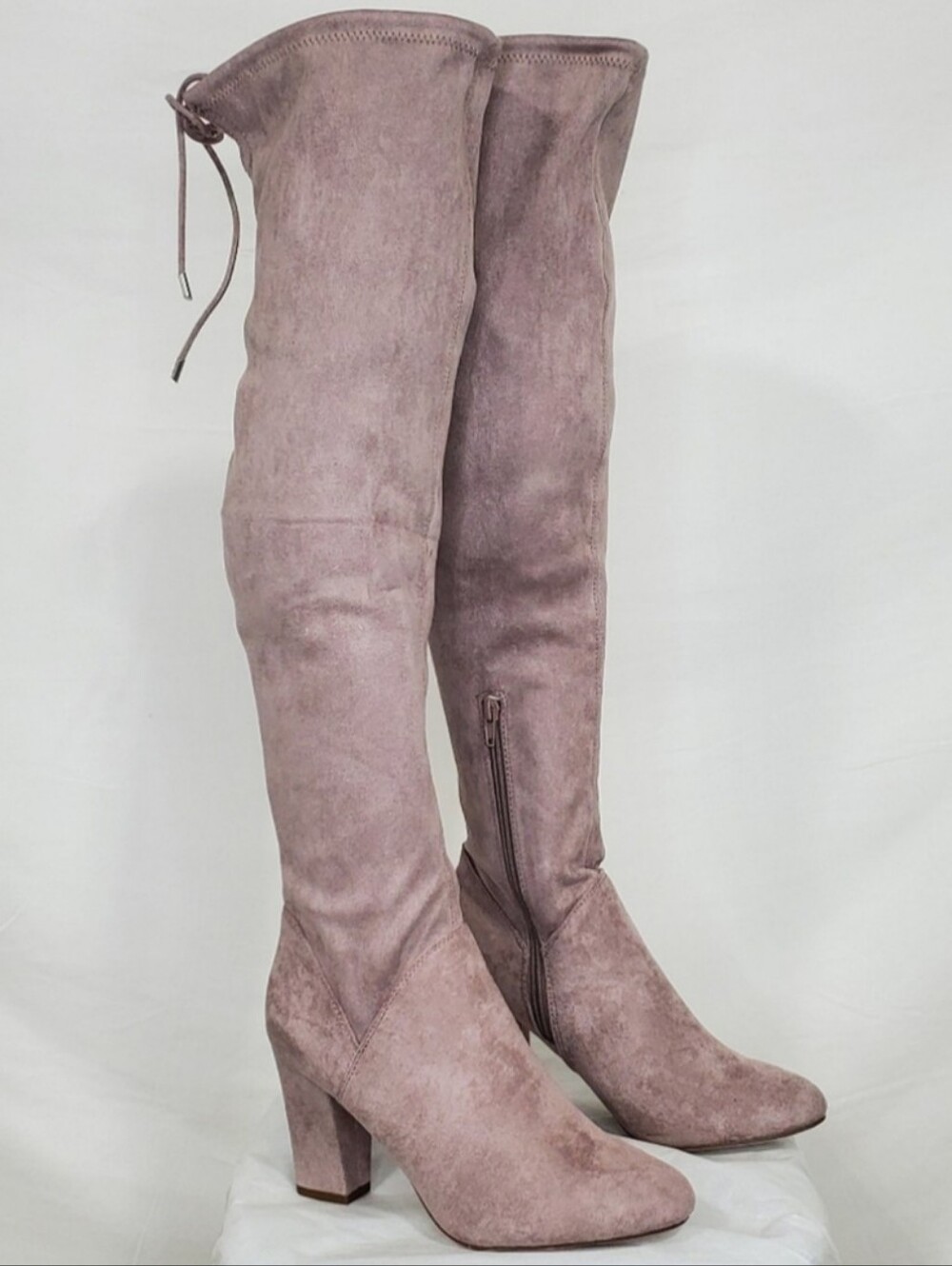 Call It Spring Culkin Faux Mauve Suede Over The Knee Boots with Back Tie Size 6